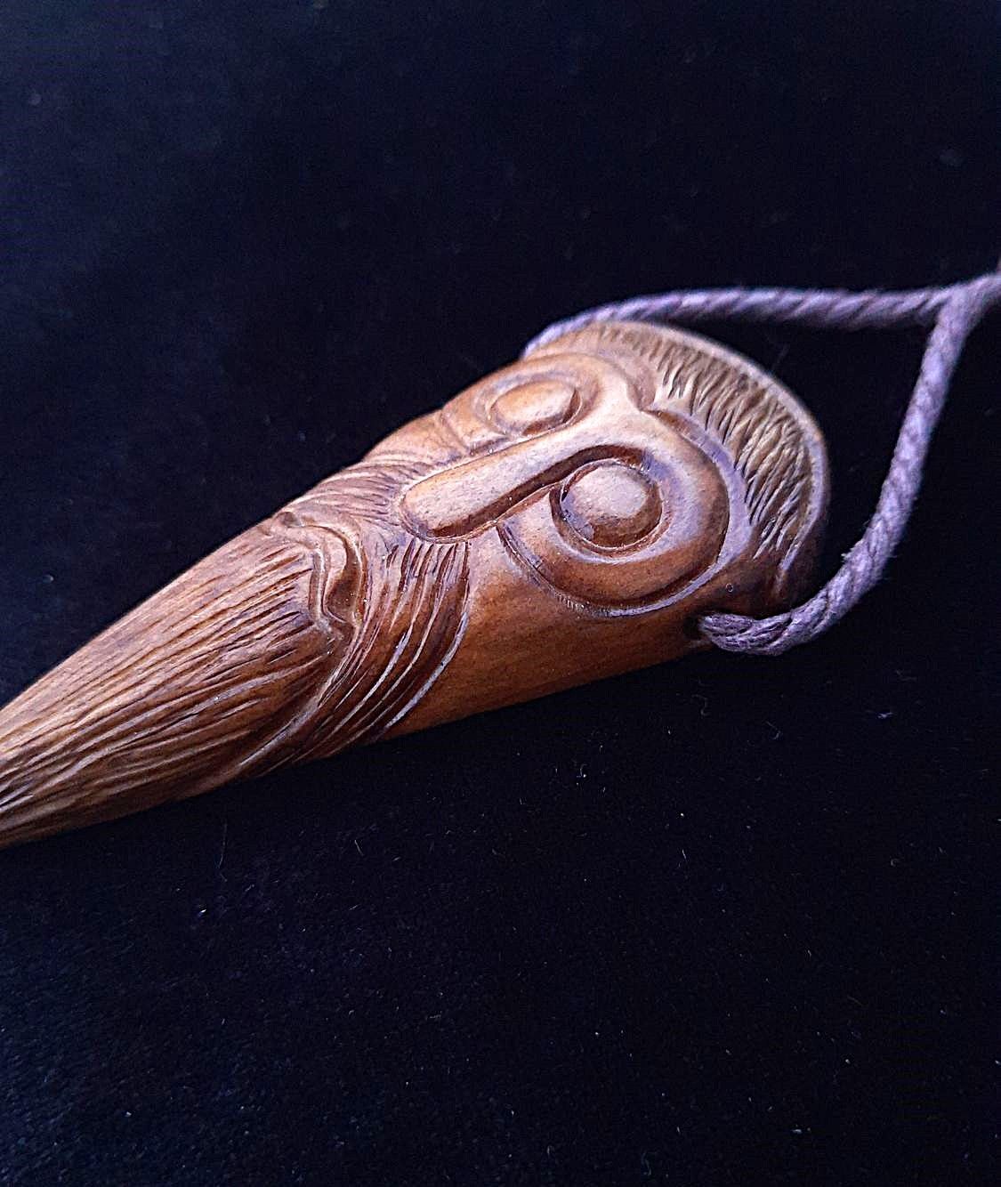 Massive Archaic Look God Odin / Algiz Rune Pagan Amulet: Hand-Carved from Moose Antlers for Authentic Wear
