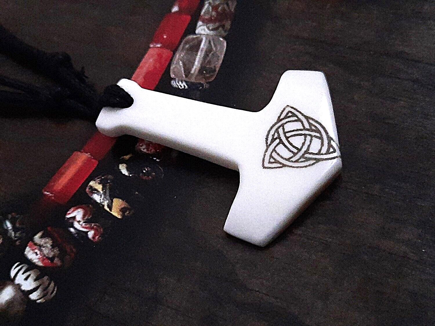 Exquisite Mjolnir with Triquetra "Odin Viki" Pendant: Hand-Carved Norse Art