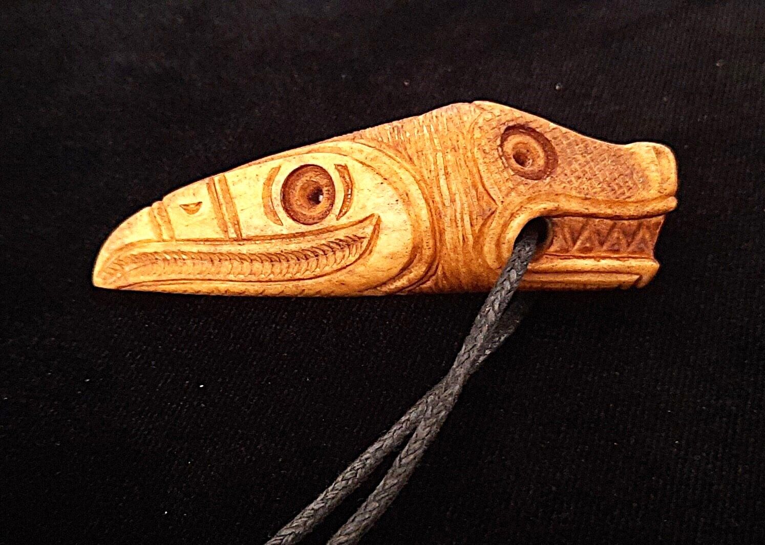 Hand-Carved Odin Raven - Dragon Totem Necklace: Unique Antler Craftsmanship - actual artwork offer