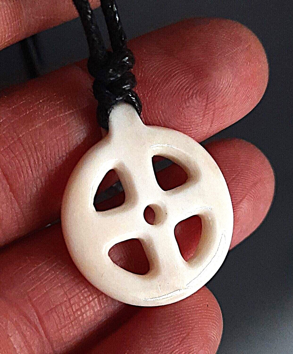 Handmade Odin Cross Viking Solar Amulet Necklace – Hand-Carved Bone Pagan Jewelry Collection