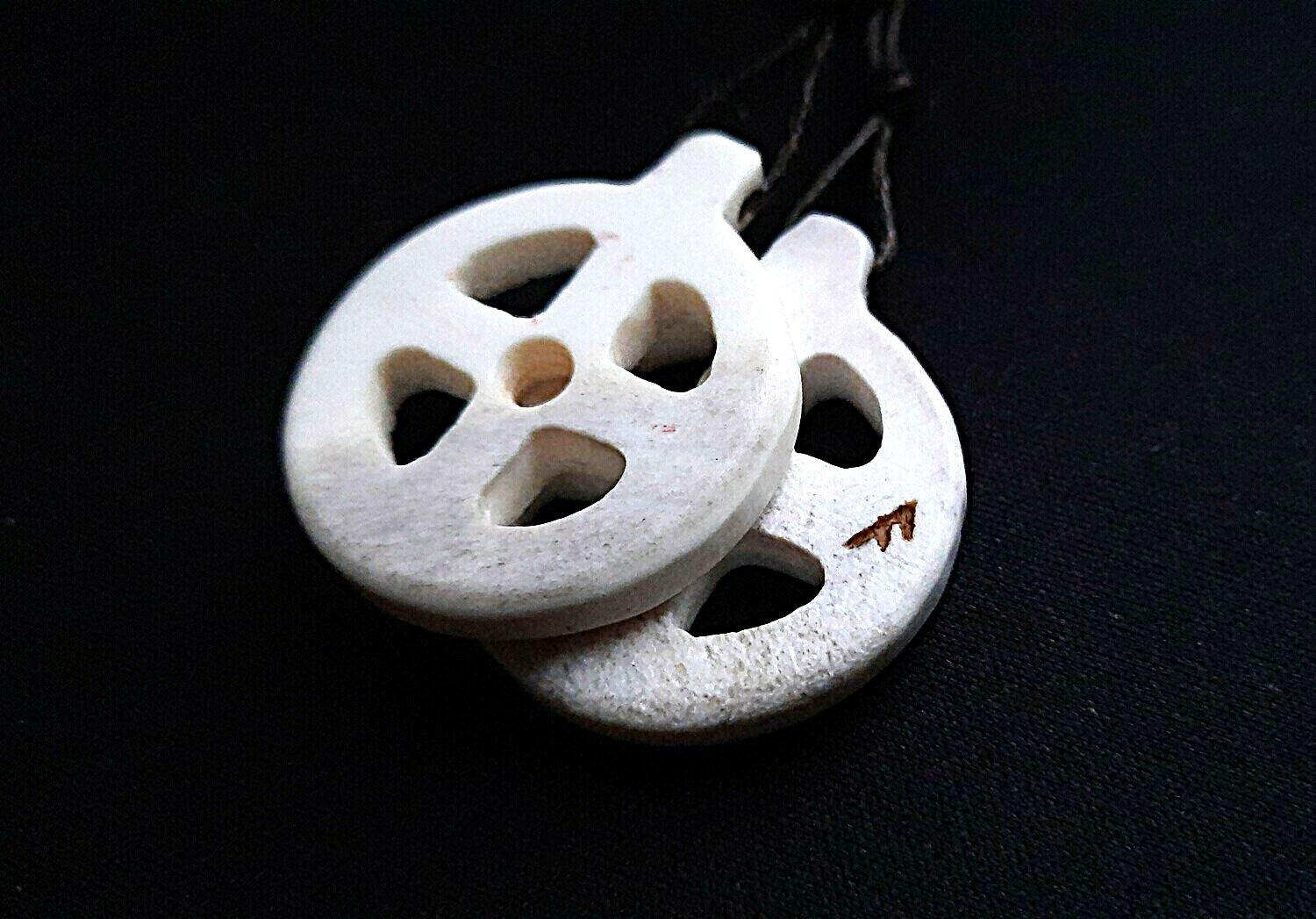 Odin Cross, Viking Solar Necklace With Odin Rune, Hand-Carved, Moose Antlers