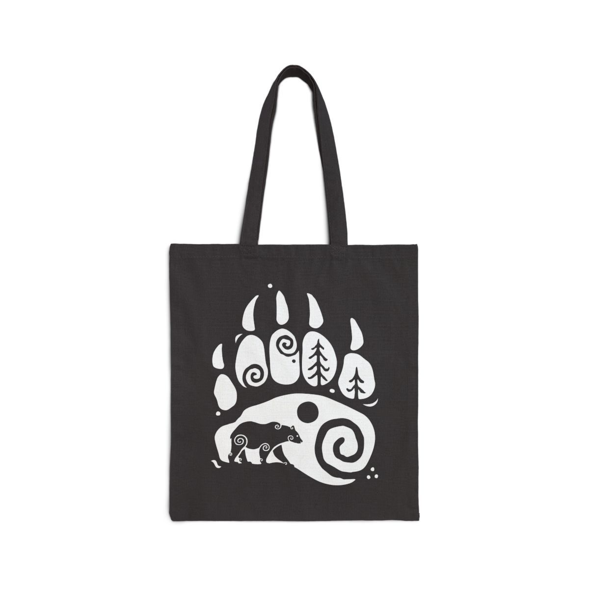 Bear Spirit, Alberta Canada, Black Cotton Canvas Tote Bag, Colors: Black, Sizes: 15" x 16"