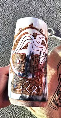Kwitravn / White Raven - Viking Drinking Horn Tankard
