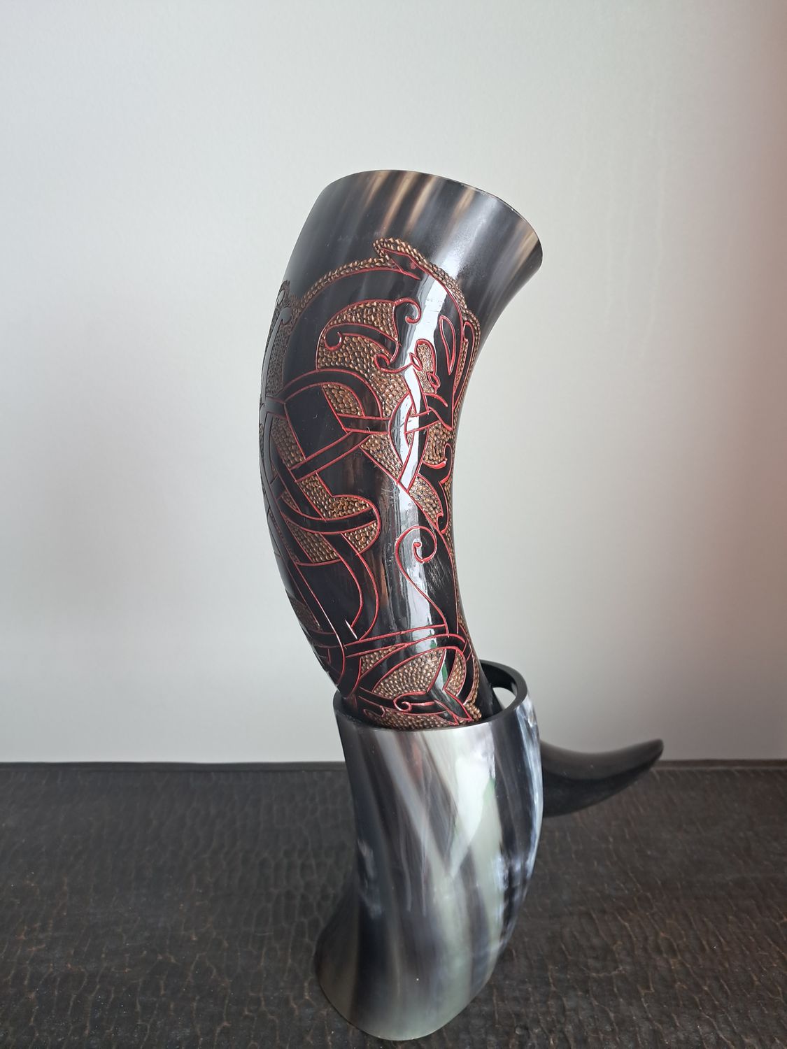 Forged in Legend: Premium Viking Drinking Horns Collection – "Sleipnir" (Black Buffalo Horn)