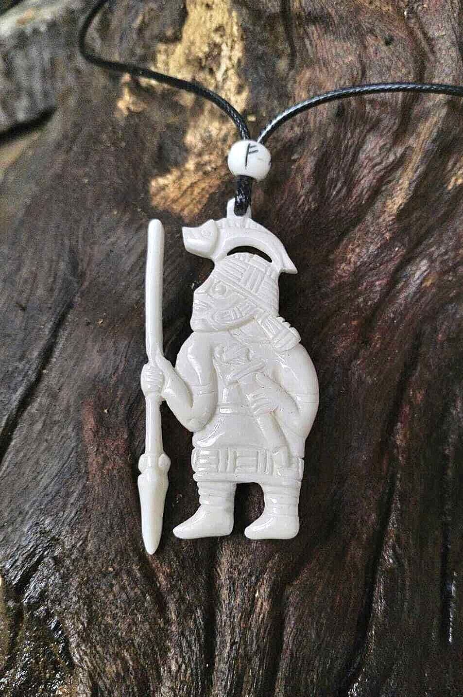 Viking Wild Boar Warrior Amulet – Hand-Carved Bone Pendant Inspired by Norse History