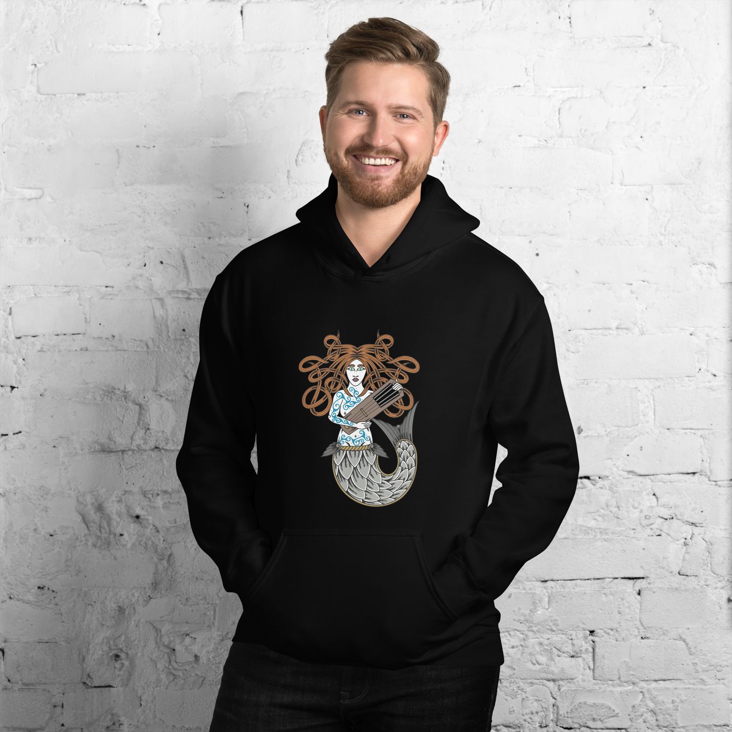 Wavesinger / Mermaid, Celtic Motifs Hoodie – Myth, Strength & Song, Unisex Hoodie