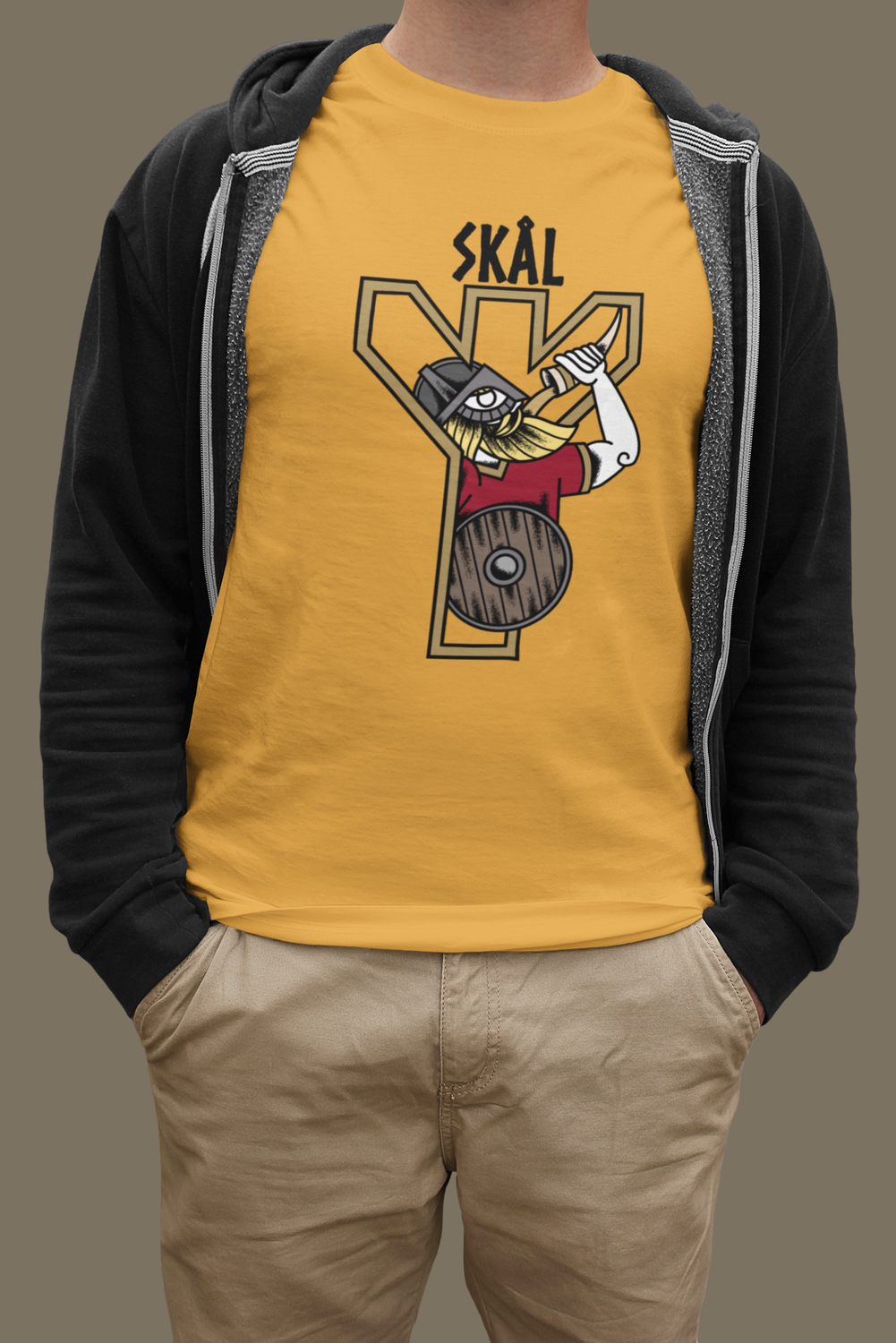 Skál Viking T-Shirt – Norse Warrior Drinking Horn Design