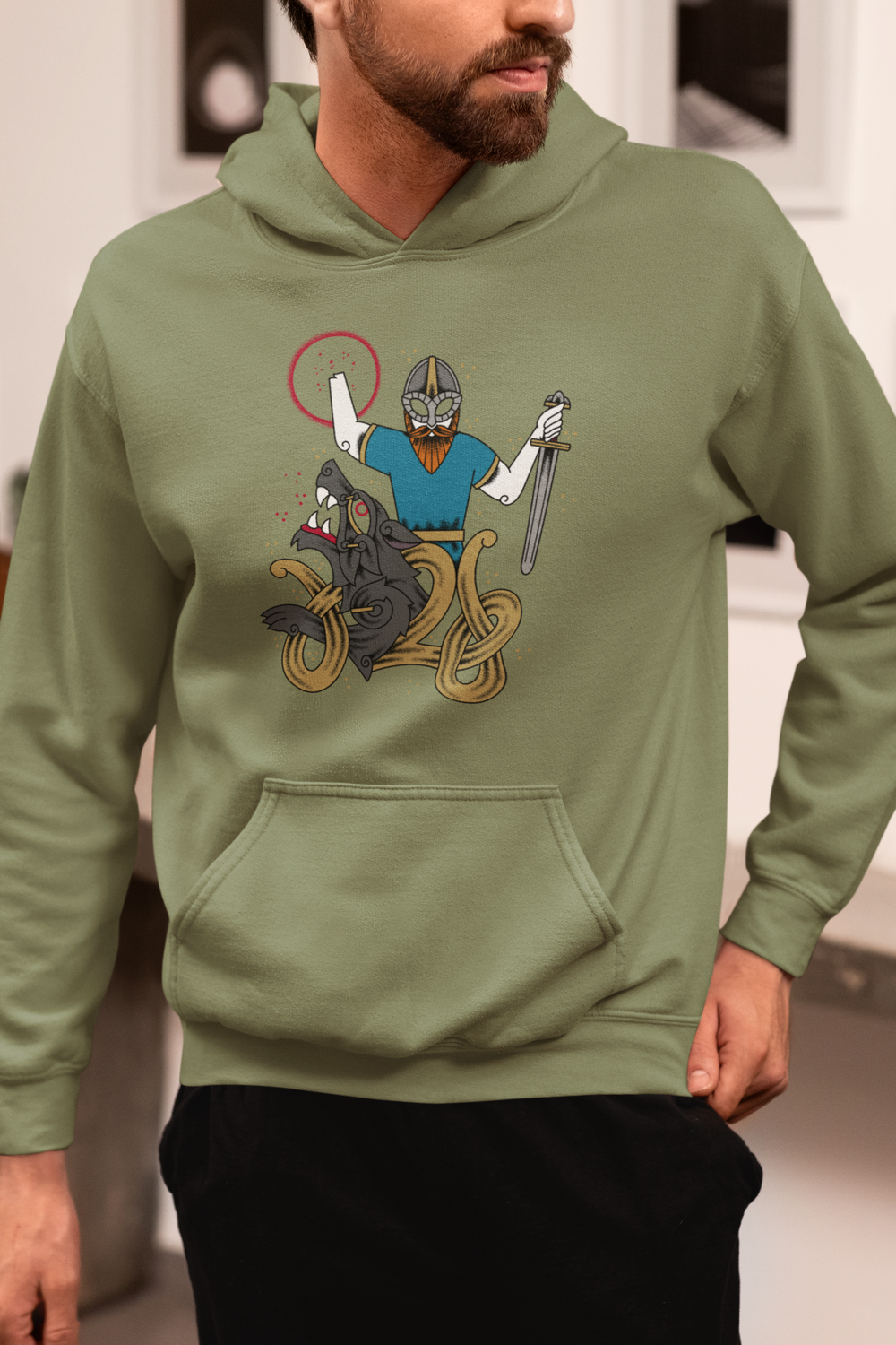 Tyr & Fenrir Viking Hoodie – A Symbol of Honor, Fate & Strength, Unisex Hoodie