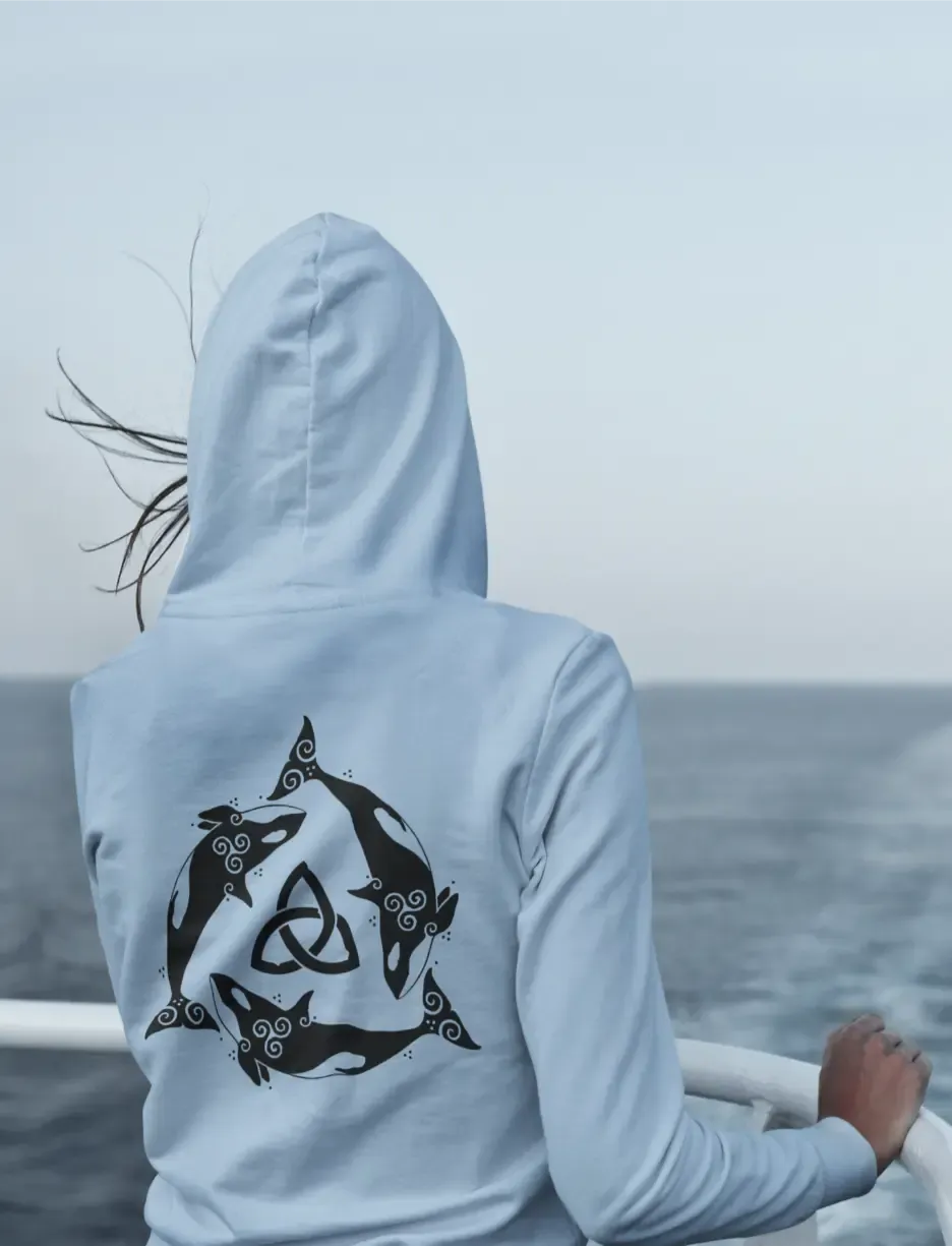 Orca Celtic Knot Hoodie – Power, Unity & the Call of the Sea, Unisex Hoodie