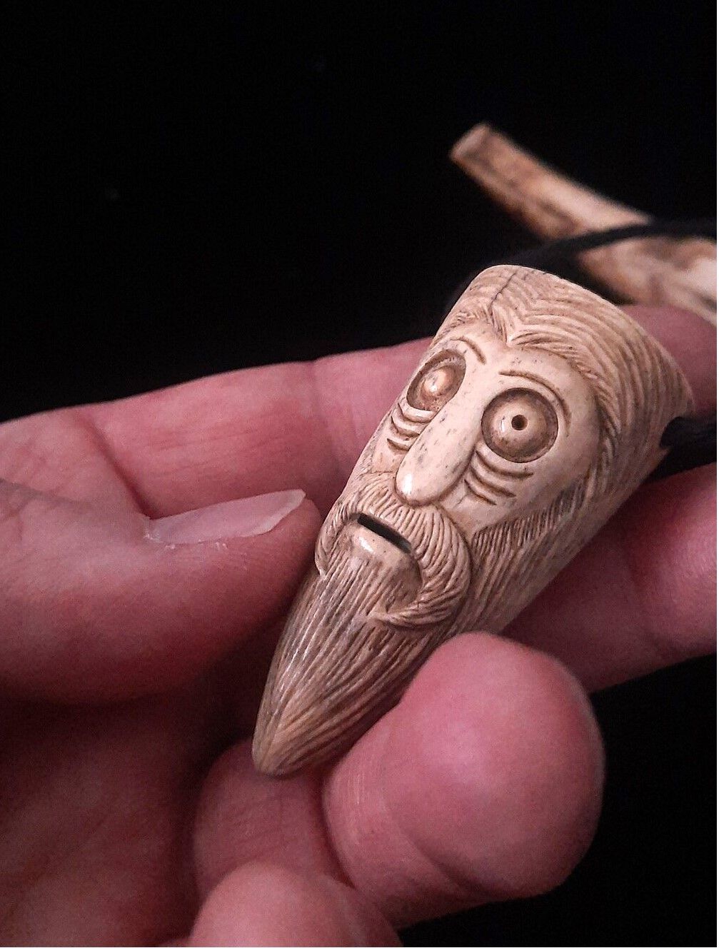 Solid Viking God Odin Amulet, Hand Carved, Moose Antlers - Wear Authentic