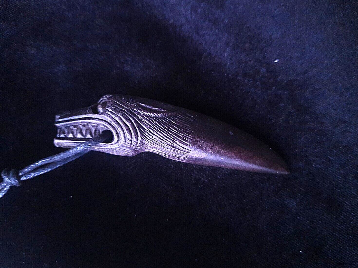 Viking Nordic Wolf Fang Amulet, Hand-Carved, Moose antlers