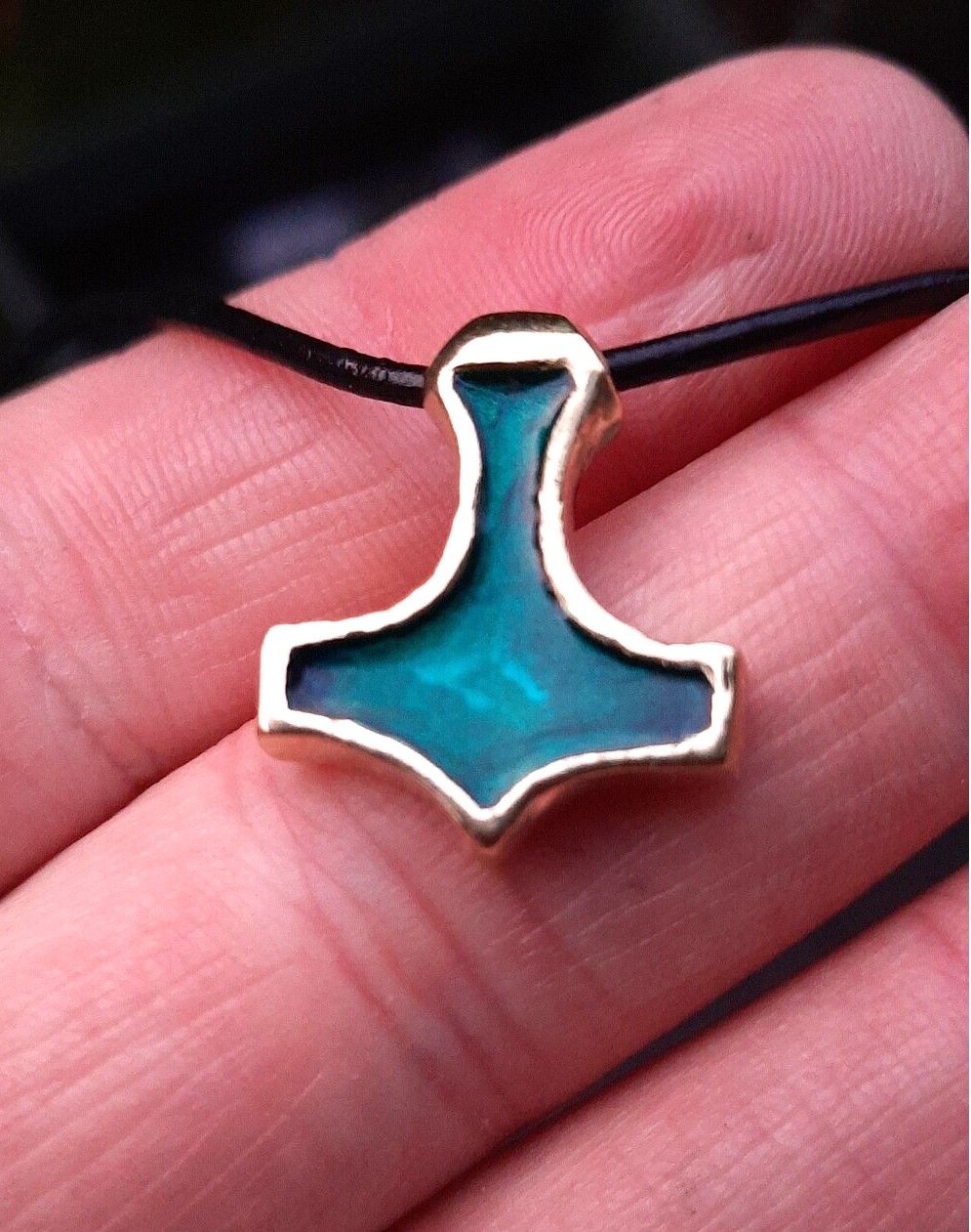 Mjolnir from War-Torn Ukraine – Brass Thor’s Hammer Amulet with Green Enamel