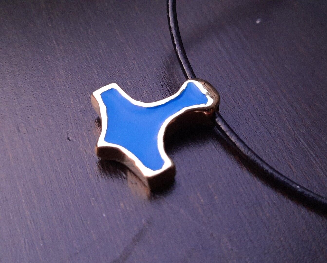 Mjolnir Amulet from Ukraine – Thor's Hammer with Blue Enamel