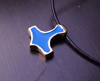 Mjolnir Amulet from Ukraine – Thor's Hammer with Blue Enamel