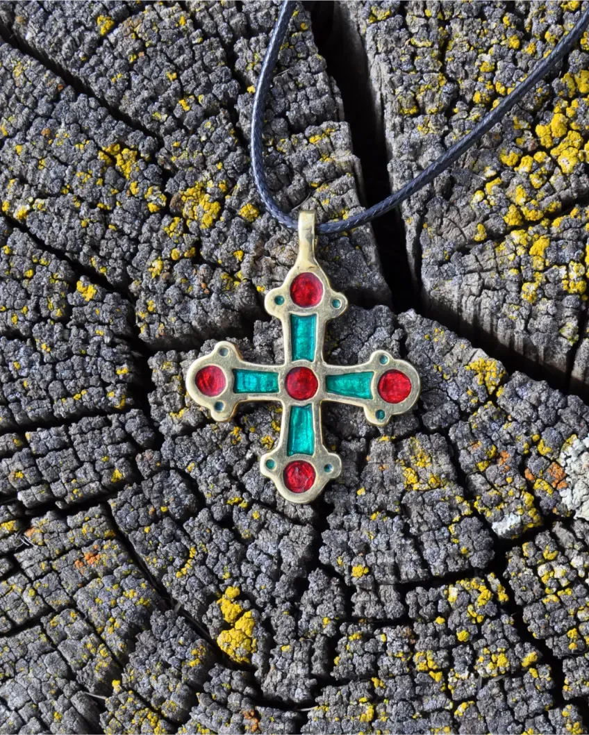 Byzantine / Medieval / Kyivan Rus Body Cross with real Enamel. Handmade replica