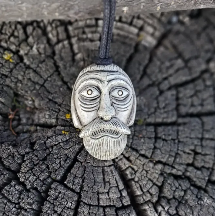 Viking God Odin Amulet with Ægishjálmr symbol, also known as the Helm of Awe, Hand Carved, Moose Antlers - Wear Authentic