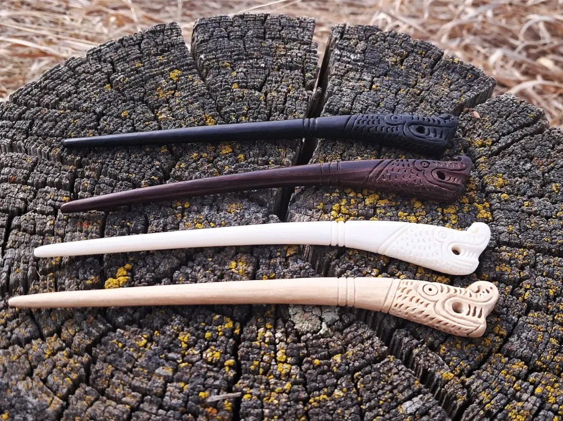 Shieldmaiden Hair Pins with Norse Dragon Handmade