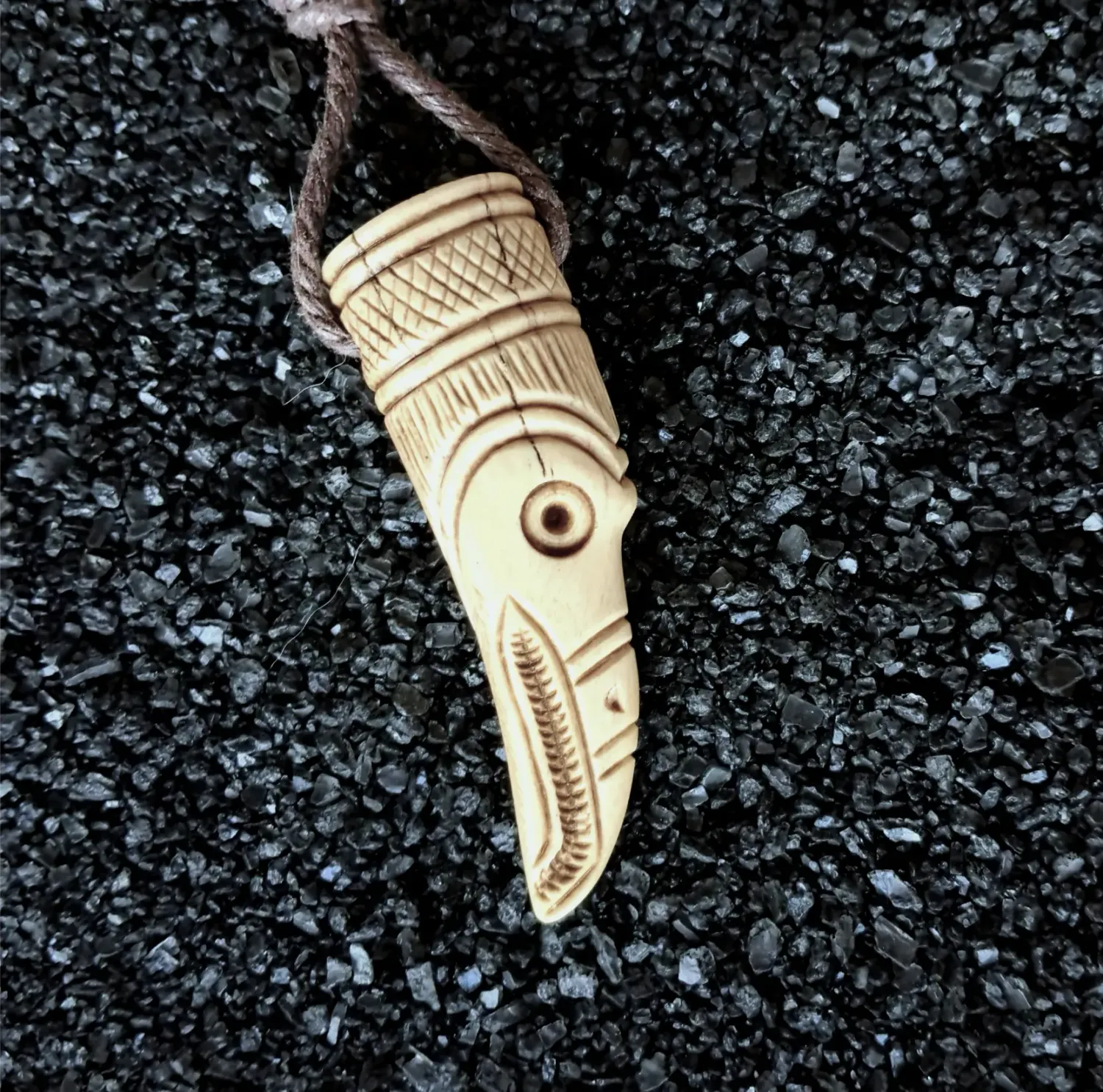 Viking Raven Pendant, Hand-Carved from Moose Antlers, Calgary, Alberta