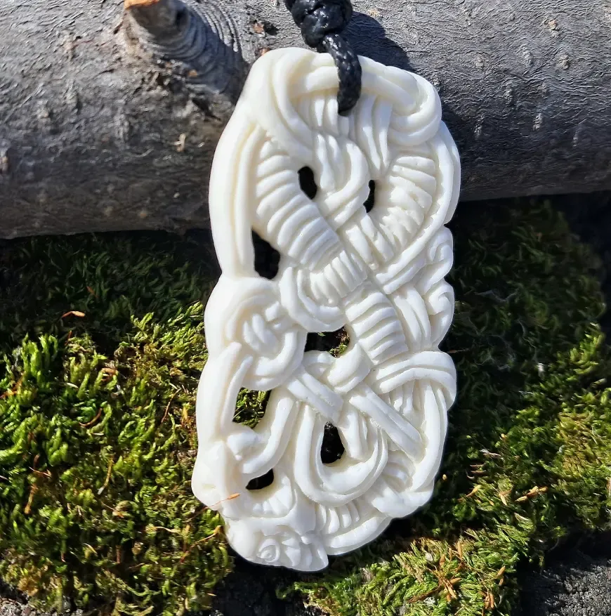 Viking Beast Pendant – Hand-Carved Bone Norse Amulet