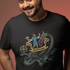 Thor vs. Jörmungandr – Norse Mythology Unisex T-Shirt | Fate of Asgard, Thunder God vs. World Serpent