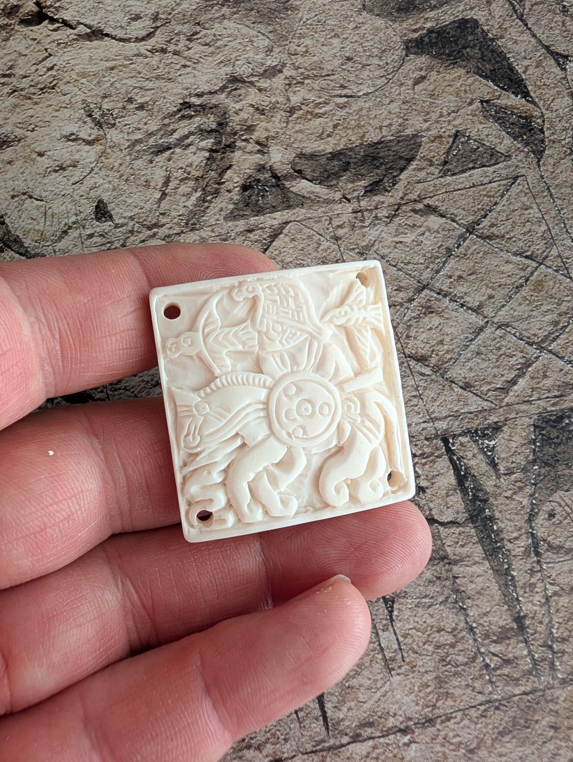 Historical depiction of Odin, Bone plate - Hand-carved, Vendel Period