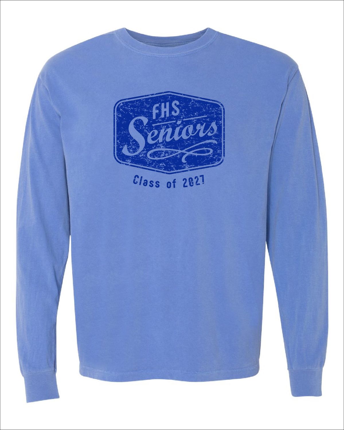 FHS Class of '27 Long sleeve Tee-Comfort Colors Flo Blue