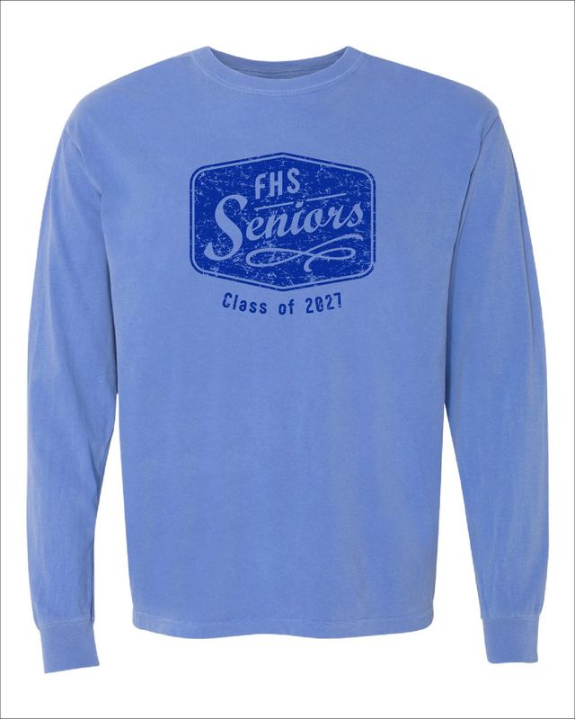 FHS Class of '27 Long sleeve Tee-Comfort Colors Flo Blue