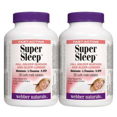 webber naturals® Super Sleep 90 Soft melt tablets Twin Pack 超效幫助睡眠配方，90咀嚼片x 兩瓶，包括運費，5-8 星期到香港