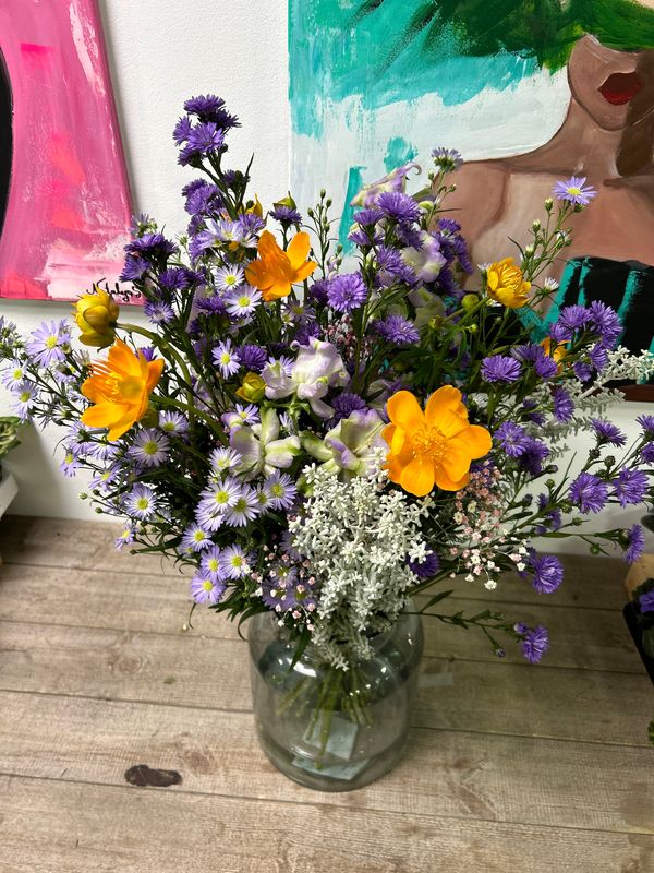 Zomers boeket &#39;Blauw - Geel&#39;