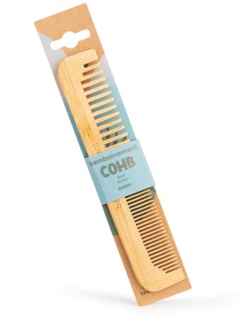 Peine de bambú. Púas finas y gruesas