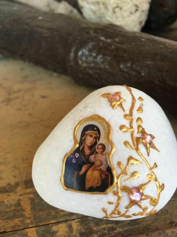 Hand Painted Stone-Mother &amp; Child