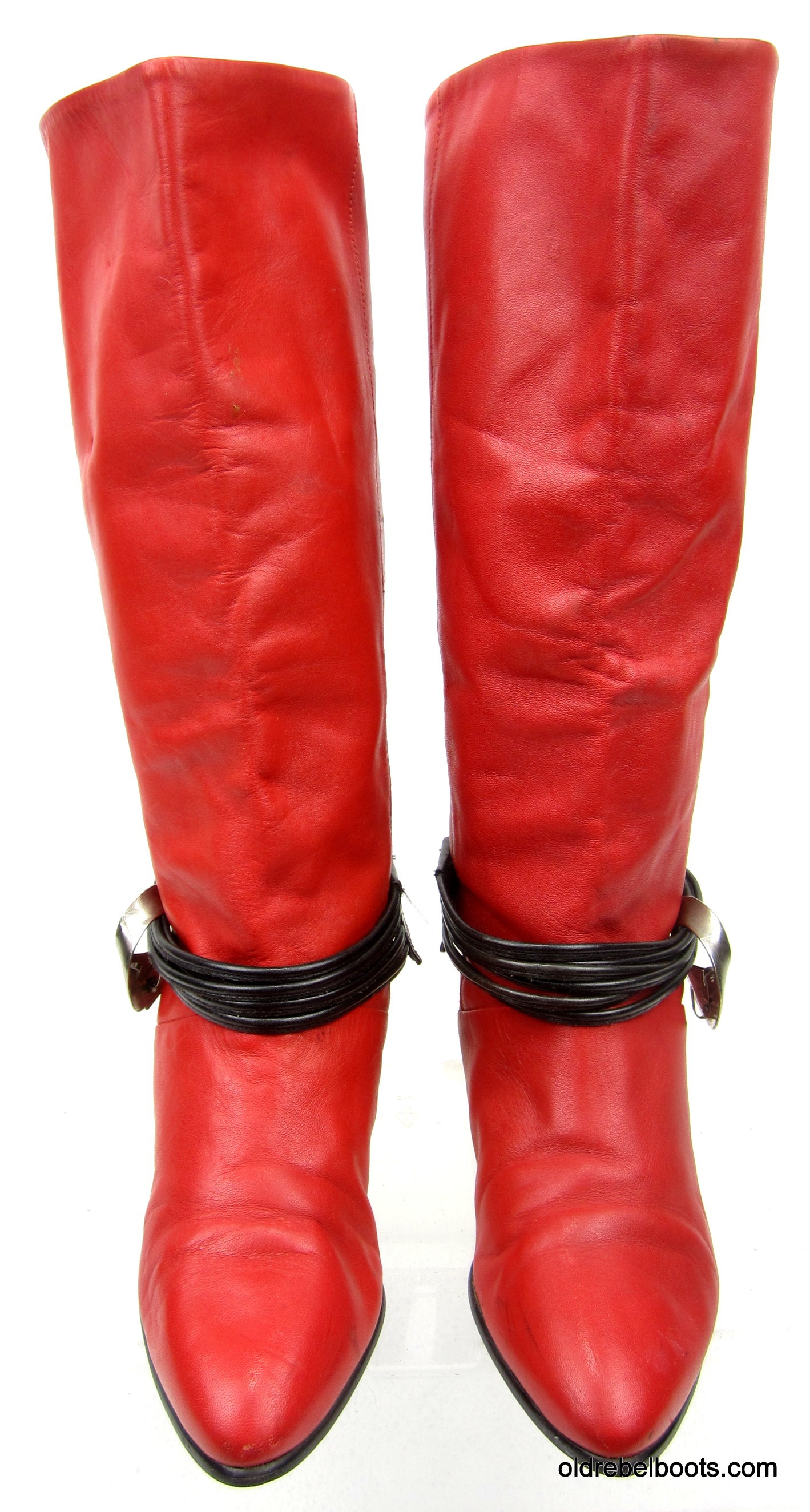 red leather slouch boots