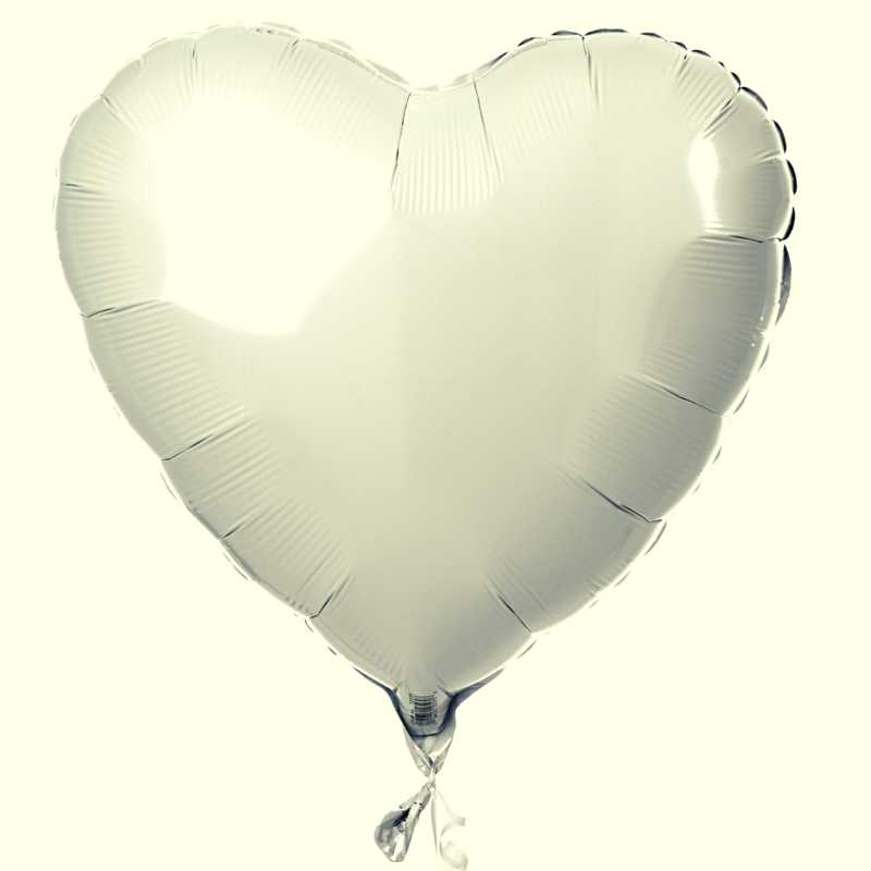 Globos de Helio personalizados con FOTO forma CORAZÓN color BLANCO 45-46cm