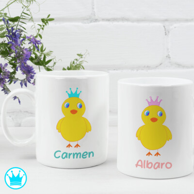 Taza infantil personalizada bebés y niños pollitos "Sin BPA"