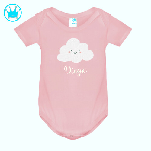 Body personalizado para bebés con Nombre Algodón nube Rosa Manga Corta