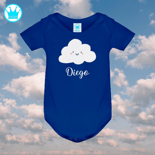Body personalizado para bebés con Nombre Algodón nube azul marino Manga Corta