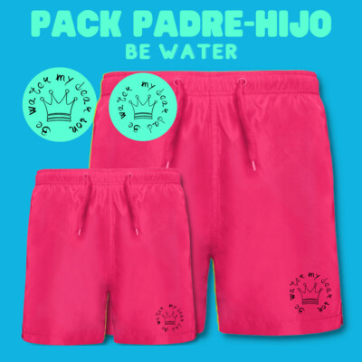 BAÑADORES PADRE E HIJO PACK iguales mod. back to Rosa Fluor
