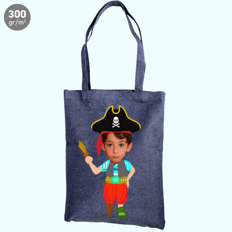 Bolsa tote bag de tela con foto montaje pirata 36x37,5cm