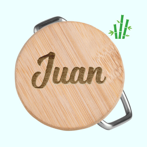 Botella Termo con tapa de bambu personalizada