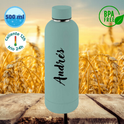 Botella térmica acero inoxidable turquesa BPA FREE 500ml