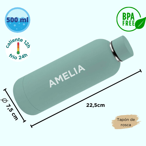 Botella térmica acero inoxidable turquesa BPA FREE 500ml