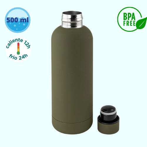 Botella térmica acero inoxidable verde aventura BPA FREE 500ml