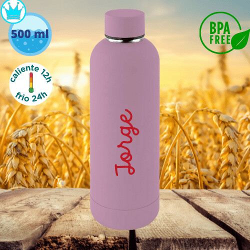Botella térmica acero inoxidable rosa BPA FREE 500ml