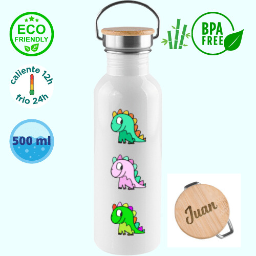 Botella Termo con tapa de bambu personalizada