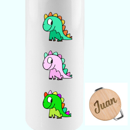 Botella Termo con tapa de bambu personalizada
