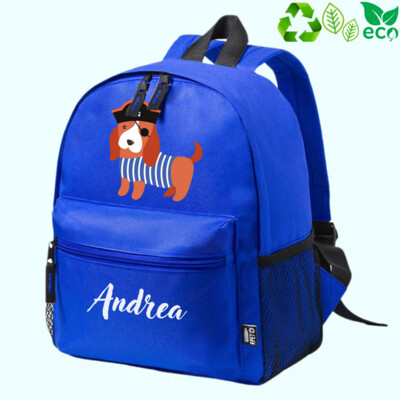 Mochila guardería y preescolar personalizada ECOLÓGICA perrito