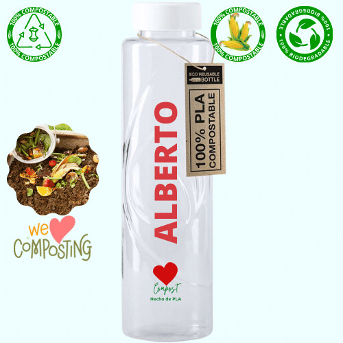 Botella PLA Reutilizable Biodegradable y cospostable