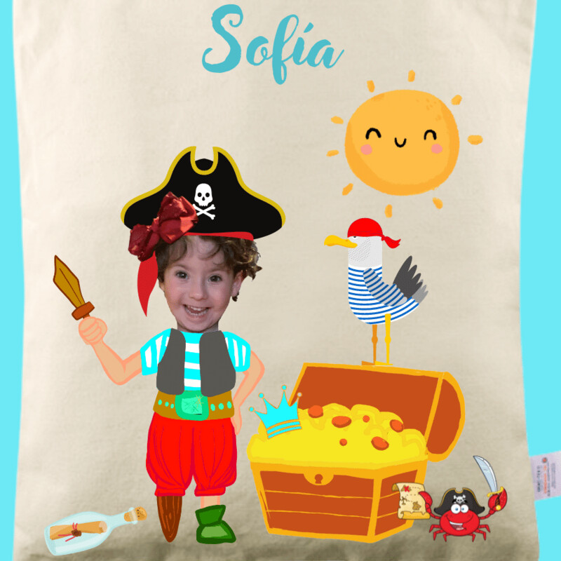 Totebag Eco personalizada con fotomontaje Pirata 35x36cm
