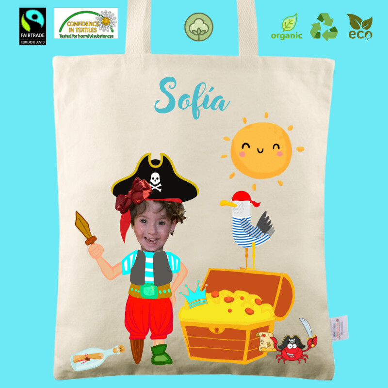 Totebag Eco personalizada con fotomontaje Pirata 35x36cm