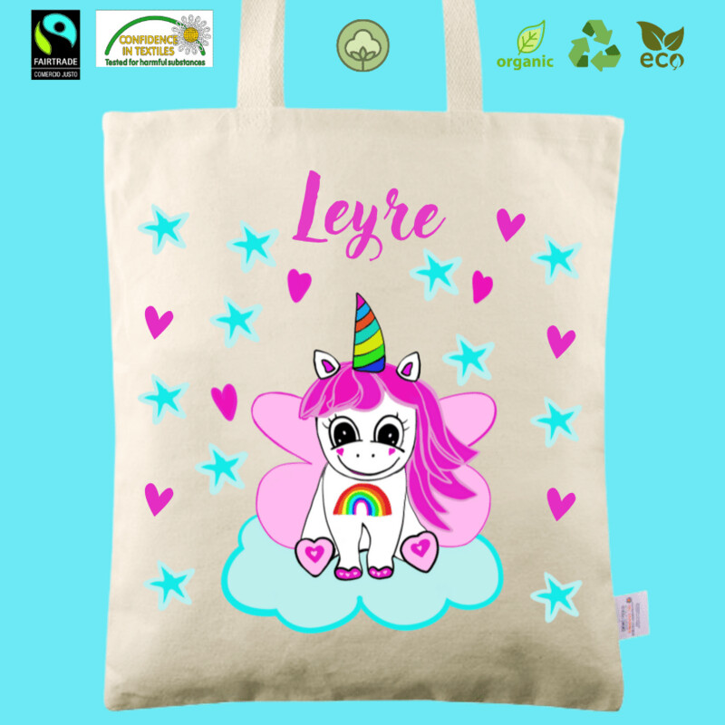 Bolsa de tela con asas personalizada Unicornio Eco 35x36cm